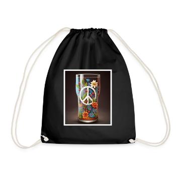 Beer Peace Flowers Plants Abstract Peace - Drawstring Bag - black - Front