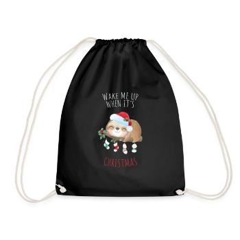 Weck mich auf wenn es Weihnachten ist - - Turnbeutel - Schwarz - Vorne