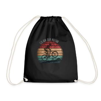 I am the Motor Vintage Biker MTB - Drawstring Bag - black - Front