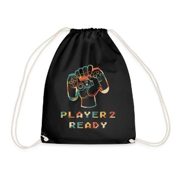 Player 2 Ready in combination with - Drawstring Bag - black - Front