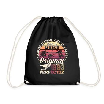 March Born 1993 30th birthday Mann Original 93 - Drawstring Bag - black - Front