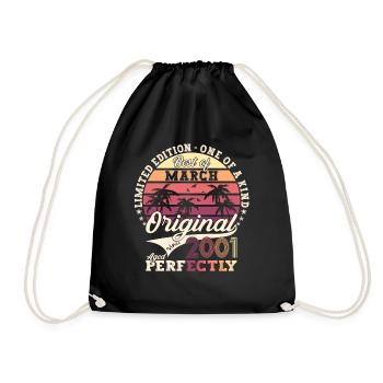 March Year 2001 22nd birthday Man Original - Drawstring Bag - black - Front