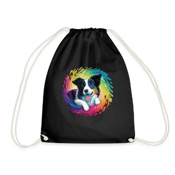 Hunde Spruch Border Collie Design - Turnbeutel - Schwarz - Vorne