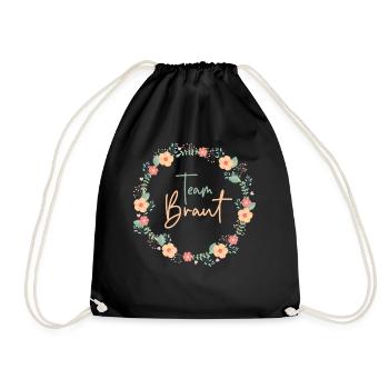 Team Braut - JGA Bachelorette - Turnbeutel - Schwarz - Vorne