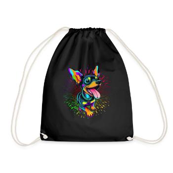 Dog Cartoon Chihuahua Design pour les amoureux des chiens - Sac de sport léger - noir - Devant