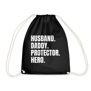 Ehemann Papa Protector Hero - Bester - Turnbeutel - Schwarz - Vorne