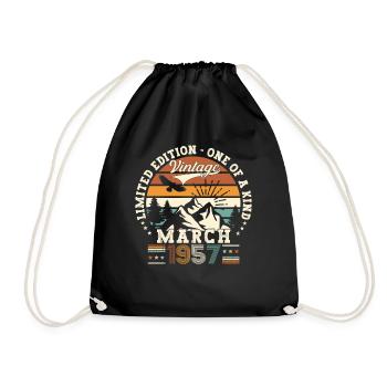 66th birthday Mann Original March Born 1957 - Drawstring Bag - black - Front
