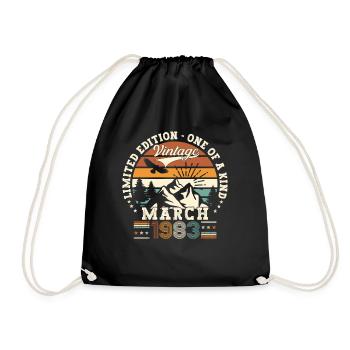 40th birthday Mann Original March Born 1983 - Drawstring Bag - black - Front