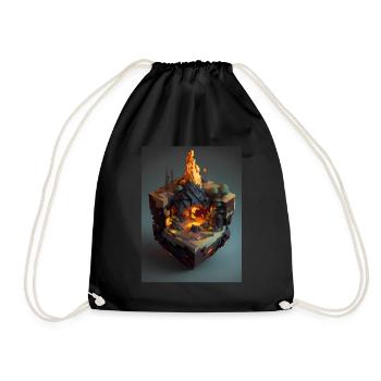 Voxel Fantasy Gaming Gaming Gamer Pixel Block - Drawstring Bag - black - Front