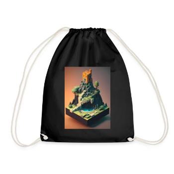 Voxel Fantasy Gaming Gaming Gamer Pixel Block - Drawstring Bag - black - Front