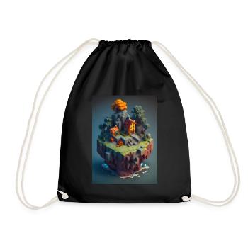 Voxel Fantasy Gaming Gaming Gamer Pixel Block - Drawstring Bag - black - Front
