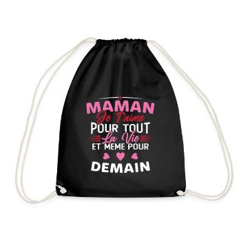 Maman je t'aime Mère Bébé Naissance Amour - Sac de sport léger - noir - Devant