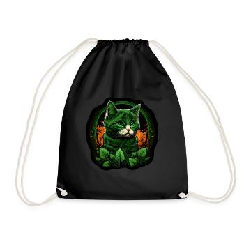 Cat Kitten St. Patrick's Day Ireland Irish - Drawstring Bag - black - Front
