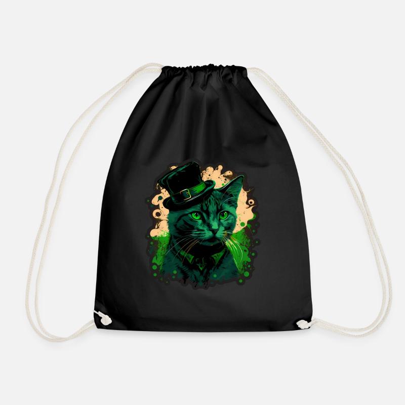 Katze Kätzchen St. Patricks Day Irland Irisch - Turnbeutel - Schwarz