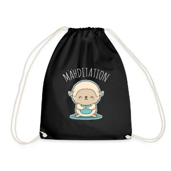 Schaf Lamm Schäfchen Yoga Meditation Entspannung - Turnbeutel - Schwarz - Vorne