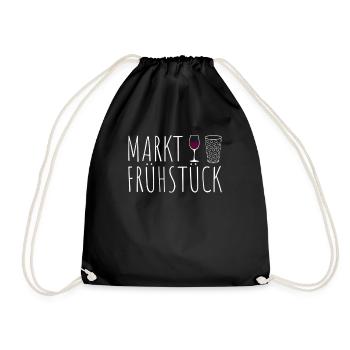 Marktfrühstück Weinfest Wein Weinschorle - Turnbeutel - Schwarz - Vorne