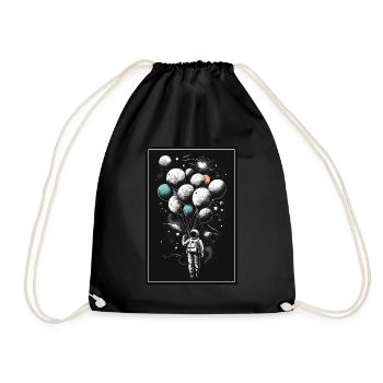 Astronaut Ballon Planet Raumfahrer Weltall All - Turnbeutel - Schwarz - Vorne