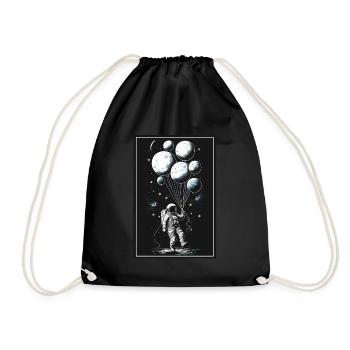 Astronaut Ballon Planet Raumfahrer Weltall All - Turnbeutel - Schwarz - Vorne