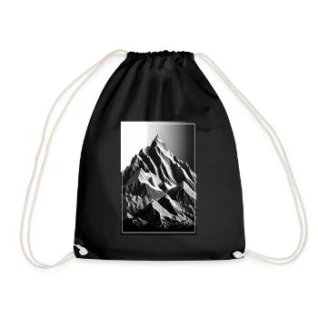 Hiking Mountaineering Mountains Geometric Line Art - Drawstring Bag - black - Front