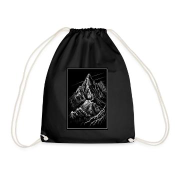 Hiking Mountaineering Mountains Outdoor Line Art - Drawstring Bag - black - Front
