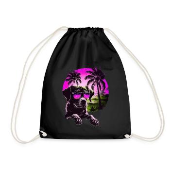Chien mignon avec des lunettes de soleil sur le cadeau de plage - Sac de sport léger - noir - Devant