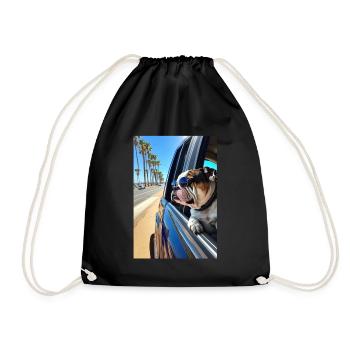 English Bulldog Sunglasses Beach Palms - Drawstring Bag - black - Front