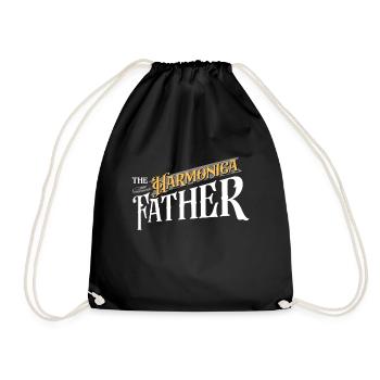 The Harmonica Father Harmonica Player Harmonicist - Drawstring Bag - black - Front