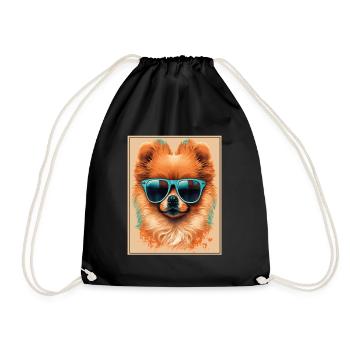 Spitz Poméranien miniature Lunettes de soleil Chien - Sac de sport léger - noir - Devant