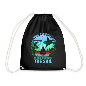 Retro Segelboot Segler Kapitän Geschenk - Turnbeutel - Schwarz - Vorne