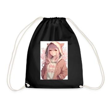 Anime Girl Waifu Japanese Aesthetic Kawaii Otaku - Turnbeutel - Schwarz - Vorne