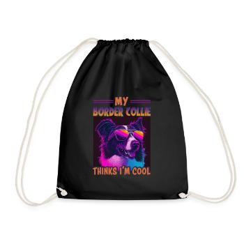 Hunde Spruch Border Collie Design - Turnbeutel - Schwarz - Vorne
