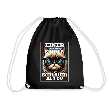 Eines von uns beiden ist schlauer Katze Brille - Turnbeutel - Schwarz - Vorne