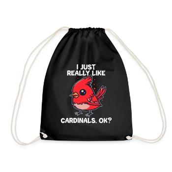 Red Cardinal Red Cardinal I Love Cardinals Kawaii - Drawstring Bag - black - Front