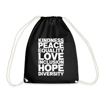 Support Peace Love Inclusion - Drawstring Bag - black - Front