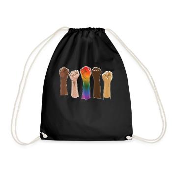 Raised fist, black power unit, - Drawstring Bag - black - Front