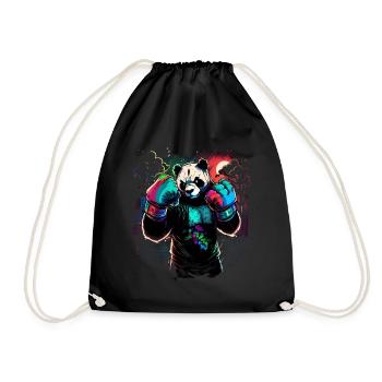 Zorniger bunter Panda Boxer MMA Kampfsport - Turnbeutel - Schwarz - Vorne