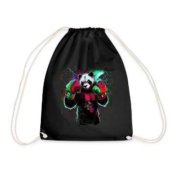 Zorniger bunter Panda Boxer MMA Kampfsport - Turnbeutel - Schwarz - Vorne