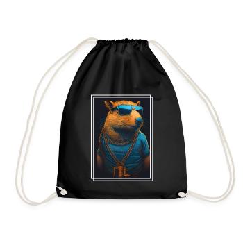 Capybara Capybara Cochon d’Inde Mèmes rongeurs - Sac de sport léger - noir - Devant