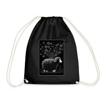 Sheep wool Sheep's wool Dandelion - Drawstring Bag - black - Front