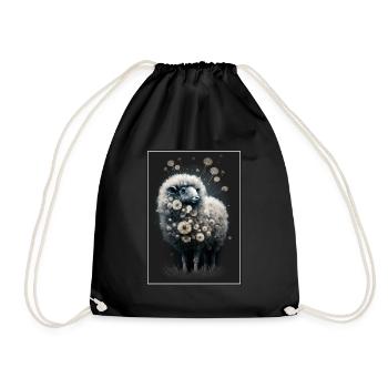 Sheep wool Sheep's wool Dandelion - Drawstring Bag - black - Front