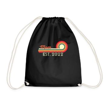 Mom est. 2022 Retro mother future - Drawstring Bag - black - Front