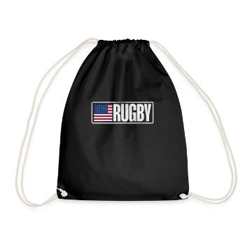 Rugby Verein Rugbyteam Football Sport Geschenk - Turnbeutel - Schwarz - Vorne