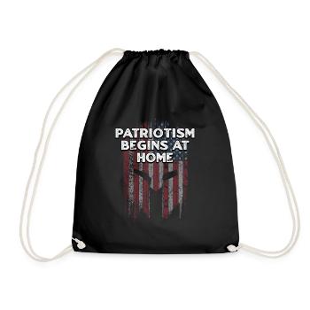 Patriotism Begins at Home 4th of July American - Drawstring Bag - black - Front