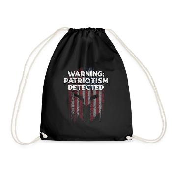Warning Patriotism Detected American Independence - Drawstring Bag - black - Front