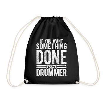 Schlagzeug Spieler Drummer - Turnbeutel - Schwarz - Vorne