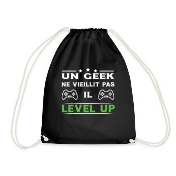 Un geek ne vieillit pas il level up - Sac de sport léger - noir - Devant