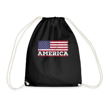 USA Flagge Amerika Patriotische - Turnbeutel - Schwarz - Vorne