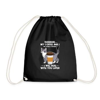 Kaffee Koffein Espresso Barista Geschenk - Turnbeutel - Schwarz - Vorne