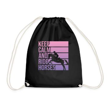 Keep Calm And Ride Horses Equestrian Sport for - Drawstring Bag - black - Front