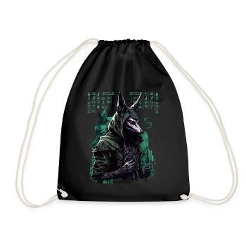 Egypt Anubis God of the Dead Futuristic Gift - Drawstring Bag - black - Front